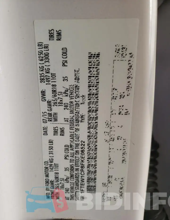 1FTEW1CP8FKE08522 Photo# 12