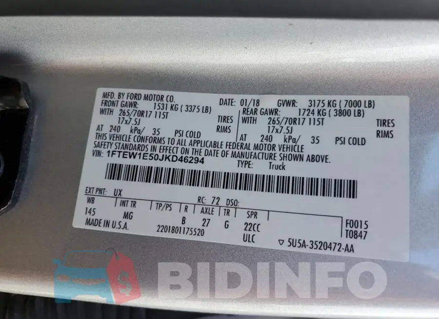 1FTEW1E50JKD46294 Photo# 12