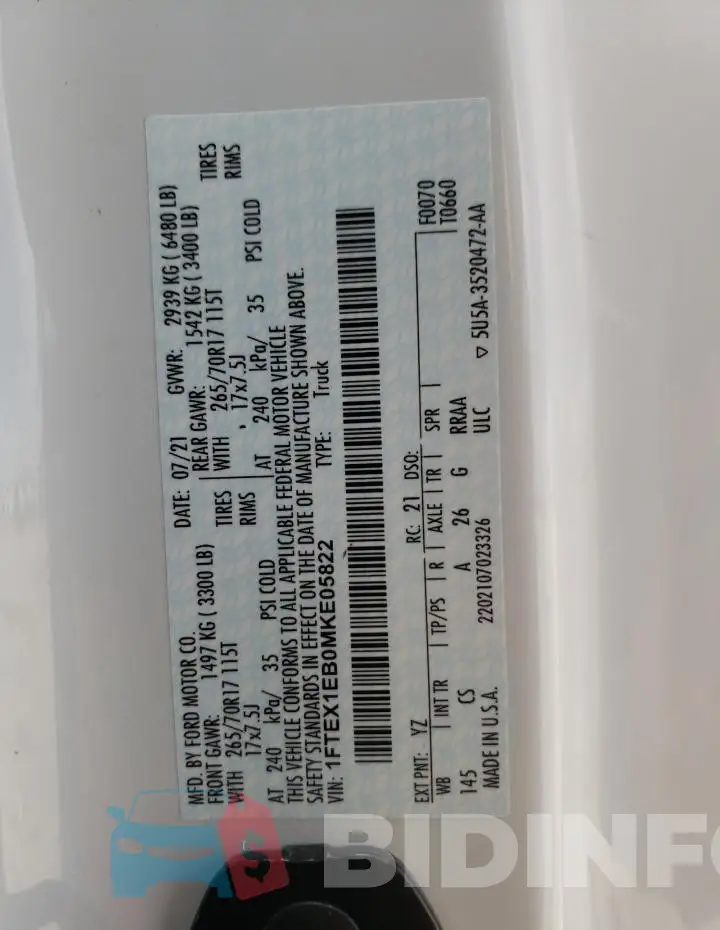 1FTEX1EB0MKE05822 Photo# 12