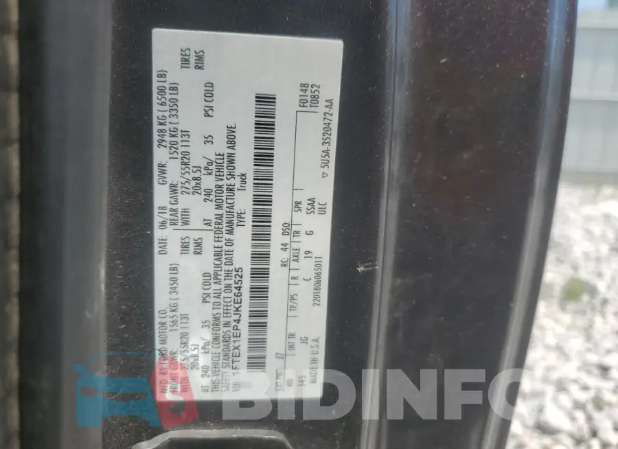 1FTEX1EP4JKE64525 Photo# 12