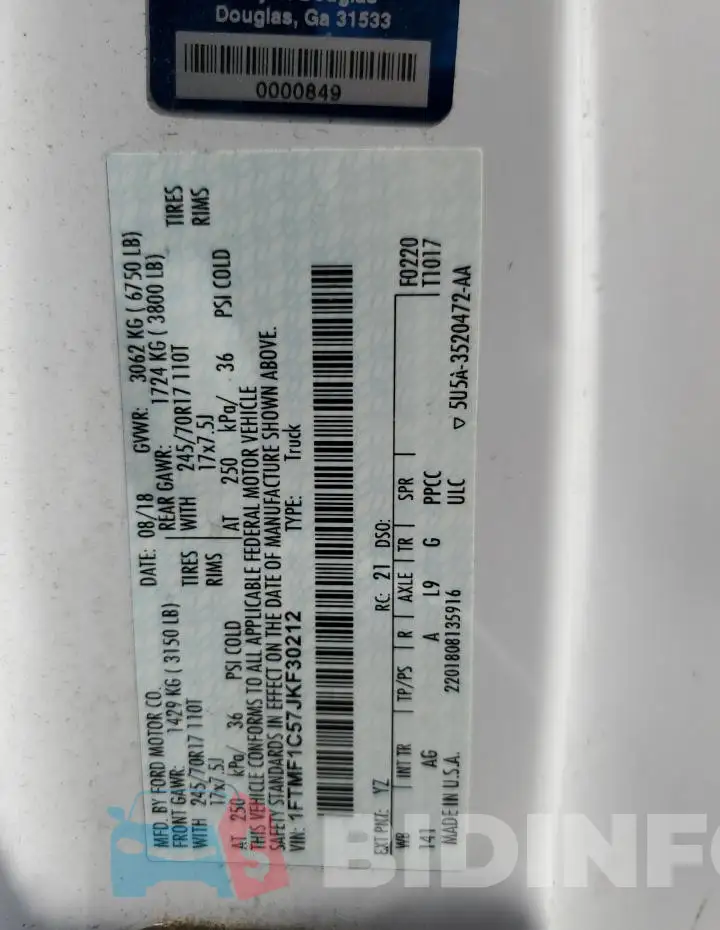1FTMF1C57JKF30212 Photo# 12