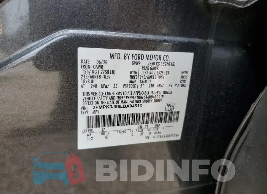 2FMPK3J96LBA94813 Photo# 12