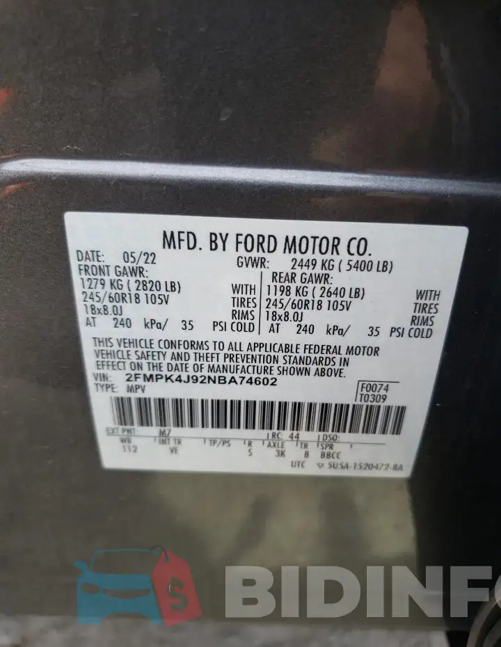 2FMPK4J92NBA74602 Photo# 13