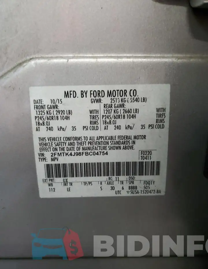 2FMTK4J98FBC04754 Photo# 13