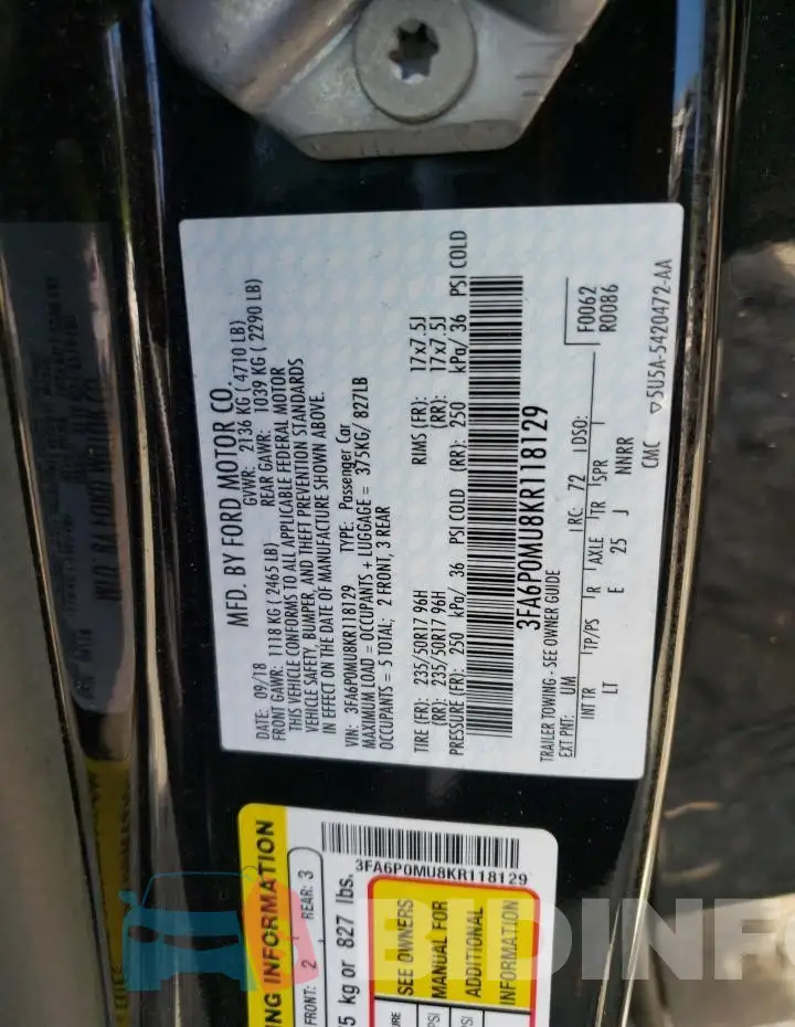 3FA6P0MU8KR118129 Photo# 12
