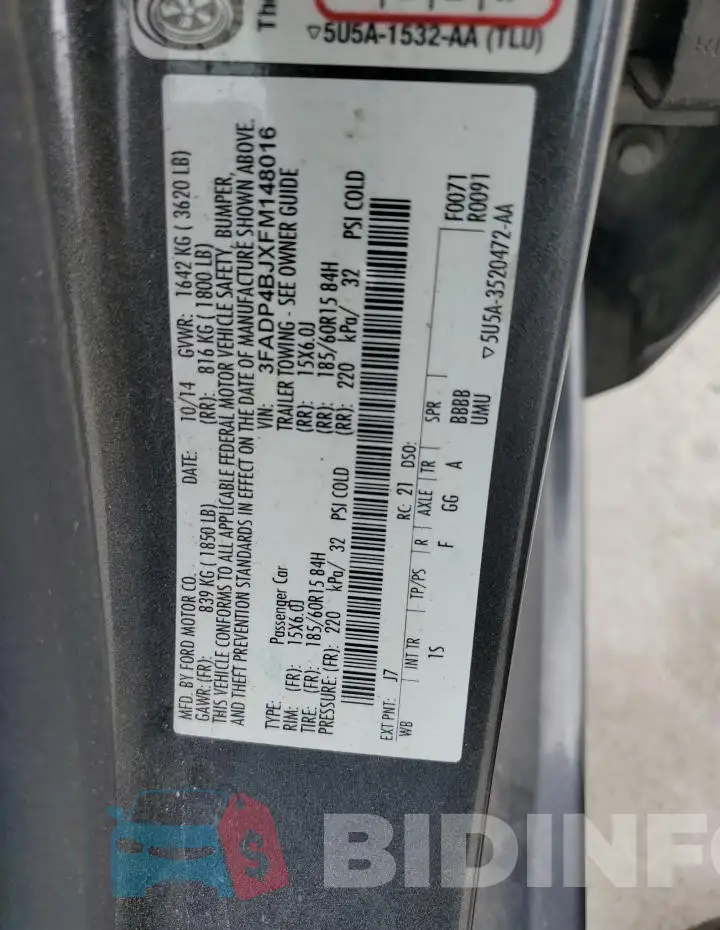 3FADP4BJXFM148016 Photo# 12