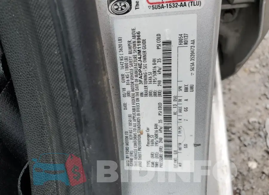3FADP4EJ4JM118966 Photo# 13
