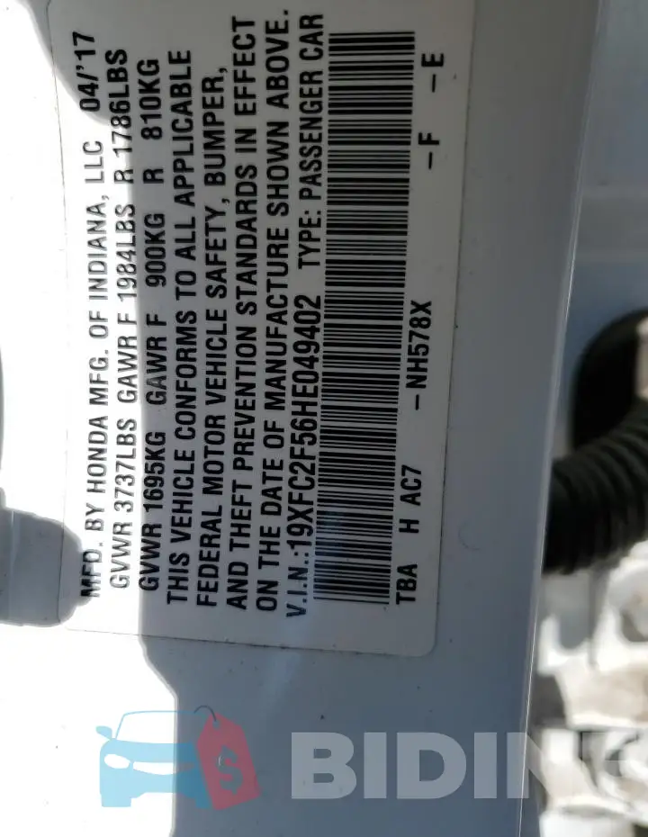 19XFC2F56HE049402 Photo# 13
