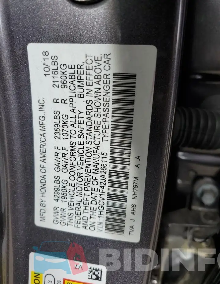 1HGCV1F42JA266115 Photo# 12