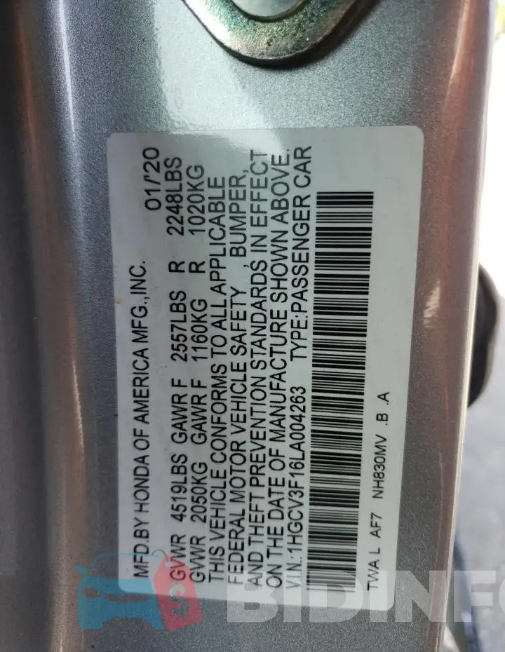 1HGCV3F16LA004263 Photo# 12