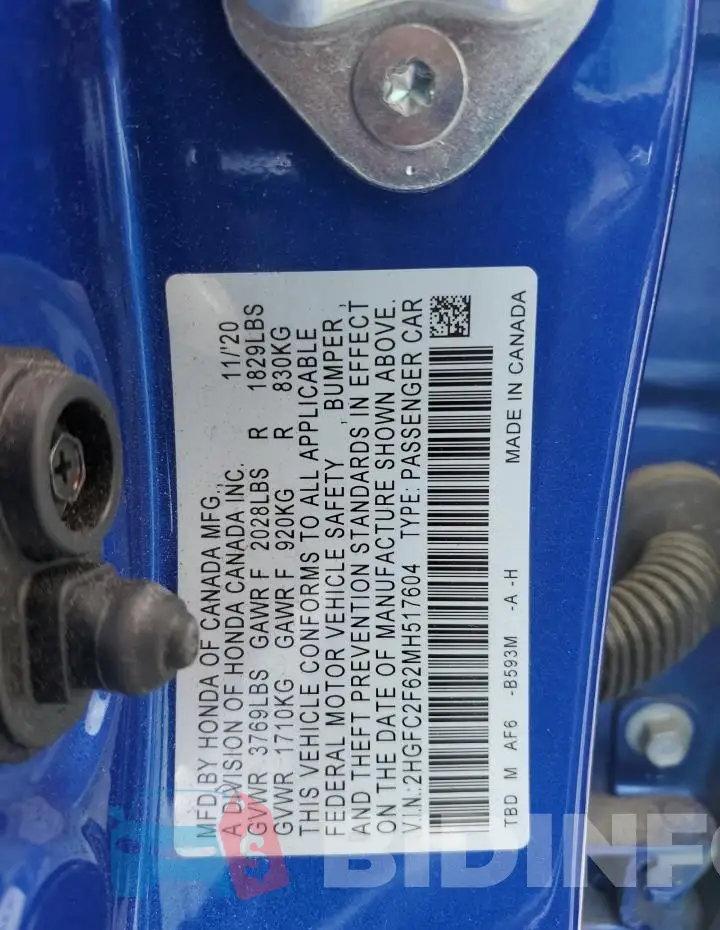2HGFC2F62MH517604 Photo# 12