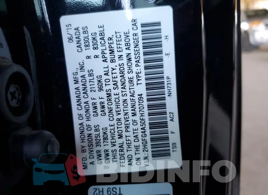 2HGFG4A50FH707094 Photo# 12