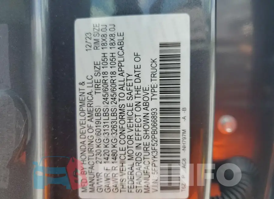 5FPYK3F52PB066893 Photo# 13