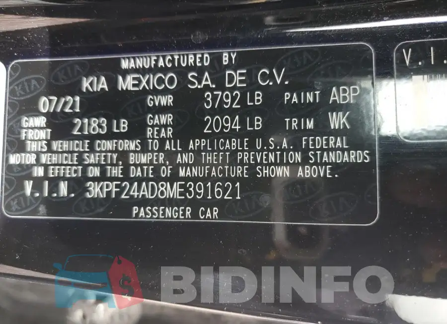3KPF24AD8ME391621 Photo# 12