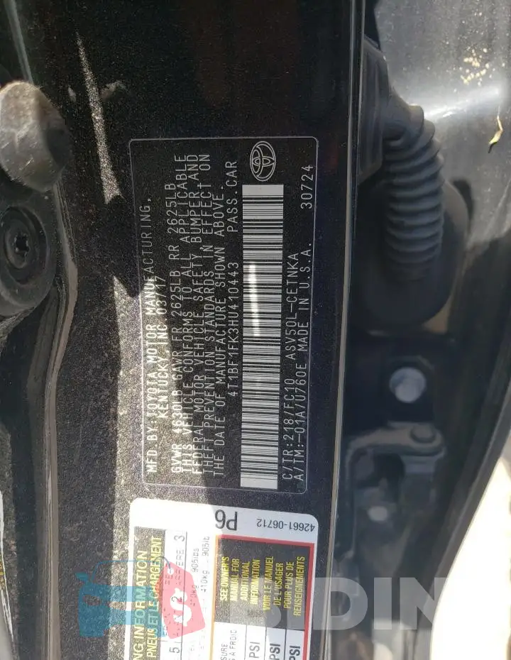 4T1BF1FK3HU410443 Photo# 12