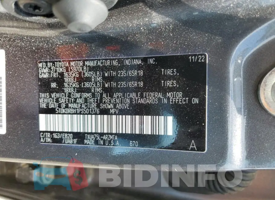 5TDKDRBH1PS501376 Photo# 14