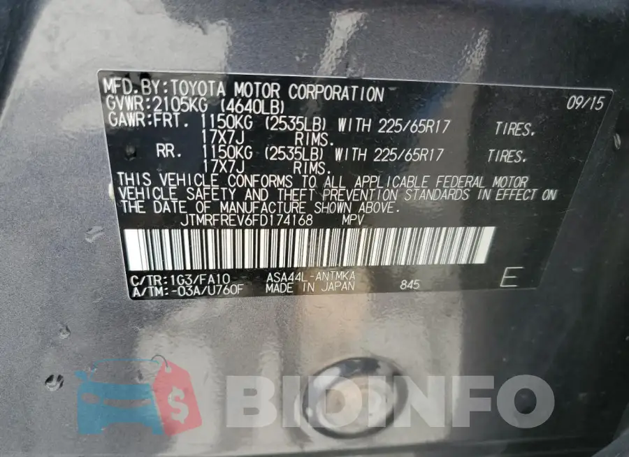 JTMRFREV6FD174168 Photo# 14