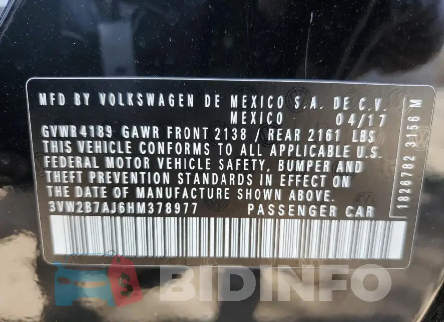 3VW2B7AJ6HM378977 Photo# 13