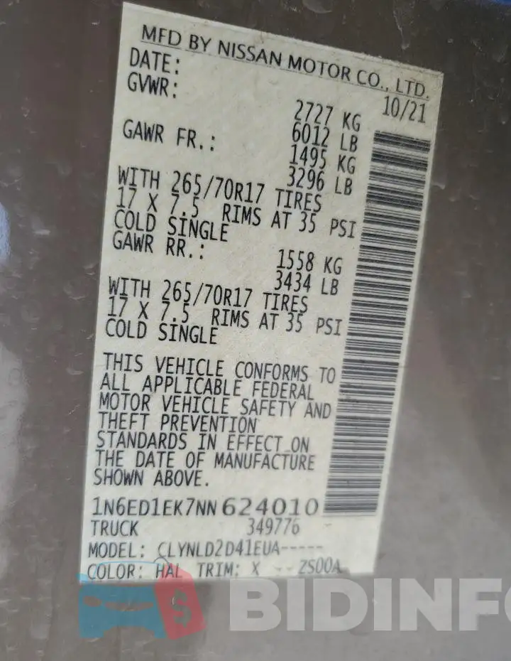 1N6ED1EK7NN624010 Photo# 12