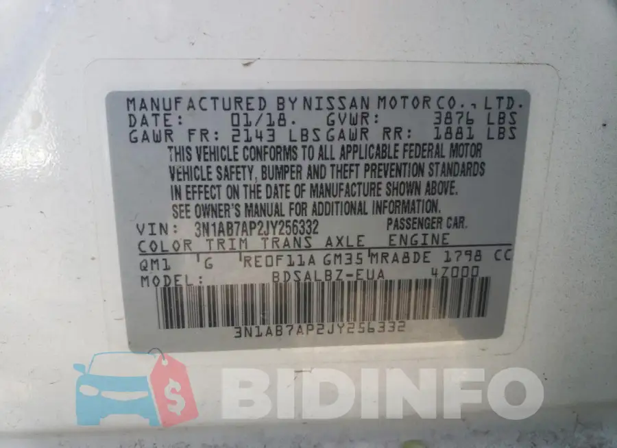 3N1AB7AP2JY256332 Photo# 13