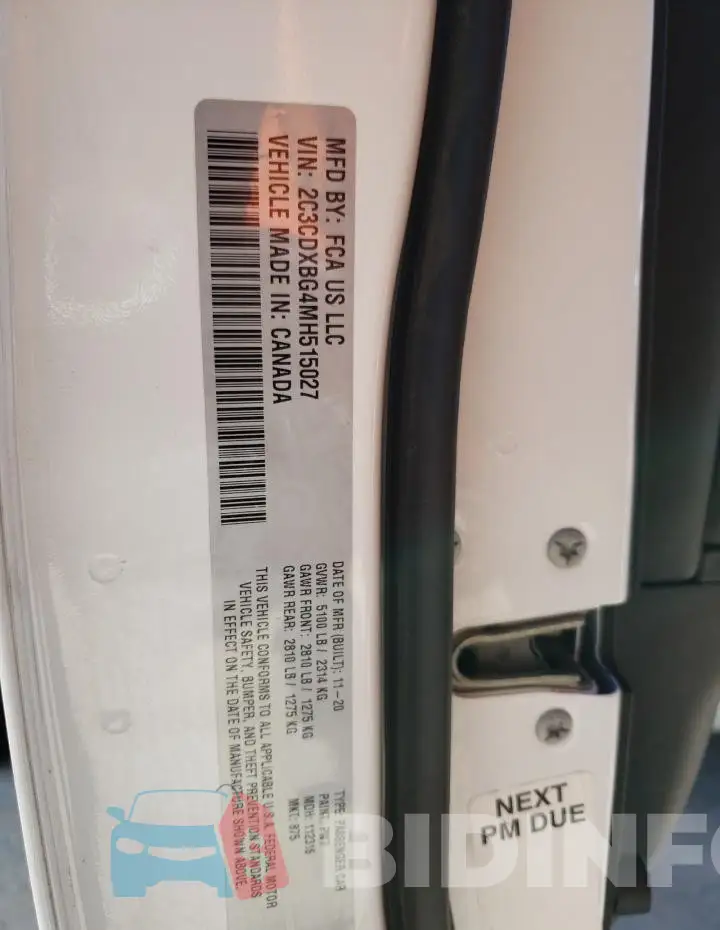 2C3CDXBG4MH515027 Photo# 12