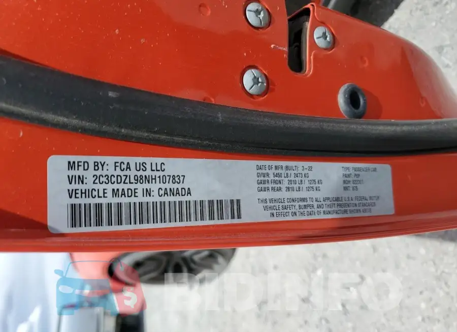 2C3CDZL98NH107837 Photo# 13