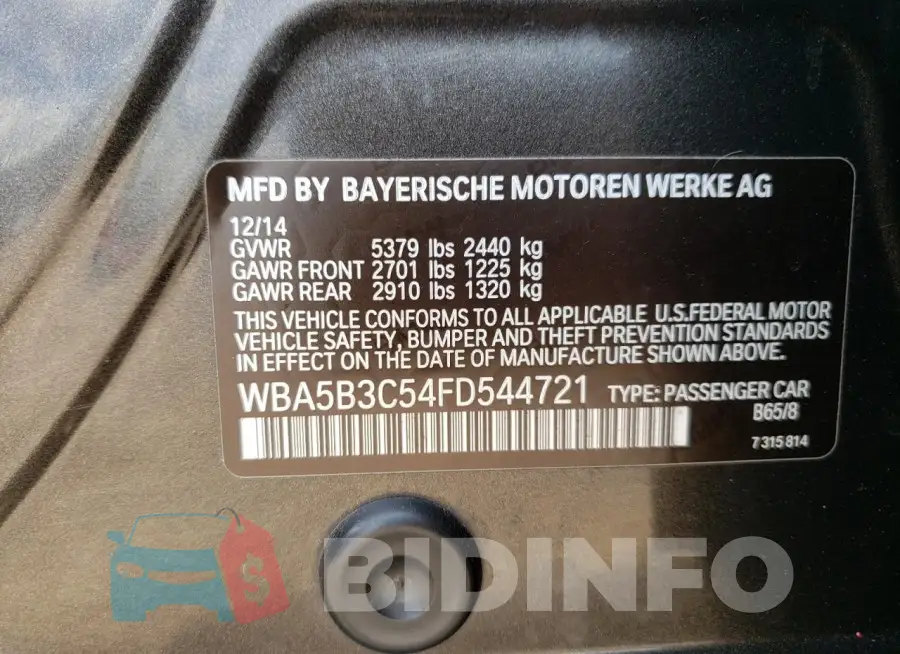 WBA5B3C54FD544721 Photo# 12
