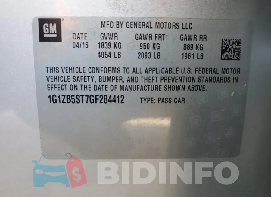 1G1ZB5ST7GF284412 Photo# 12