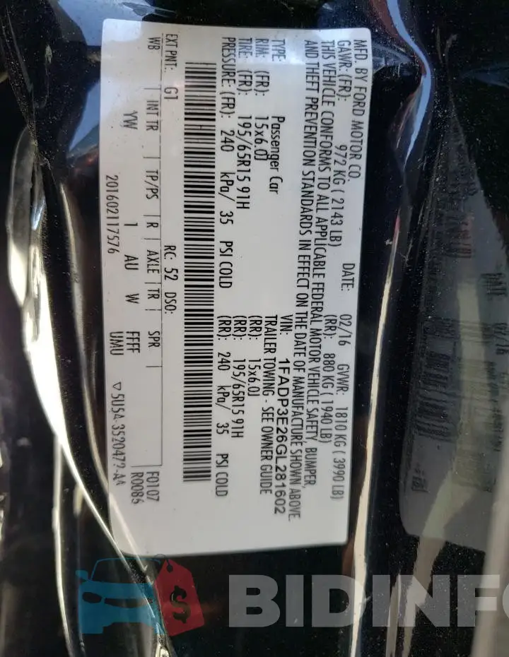 1FADP3E26GL281602 Photo# 12