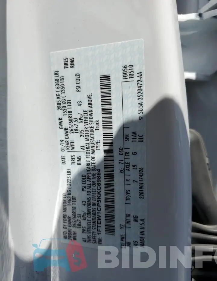 1FTEW1CP5KKC69864 Photo# 12