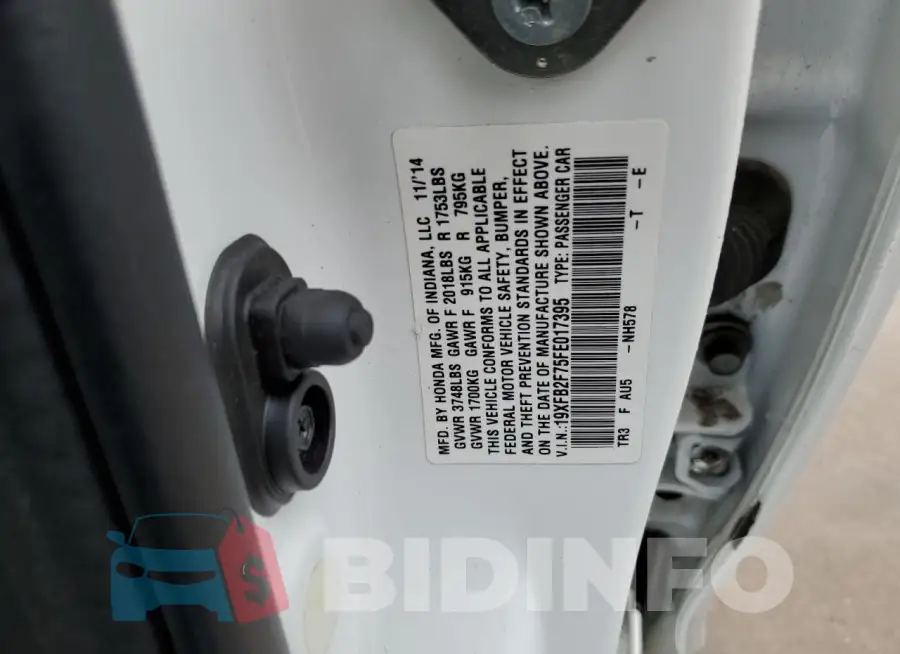 19XFB2F75FE017395 Photo# 12