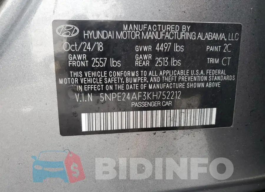 5NPE24AF3KH752212 Photo# 12