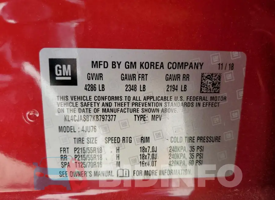KL4CJASB7KB797377 Photo# 14