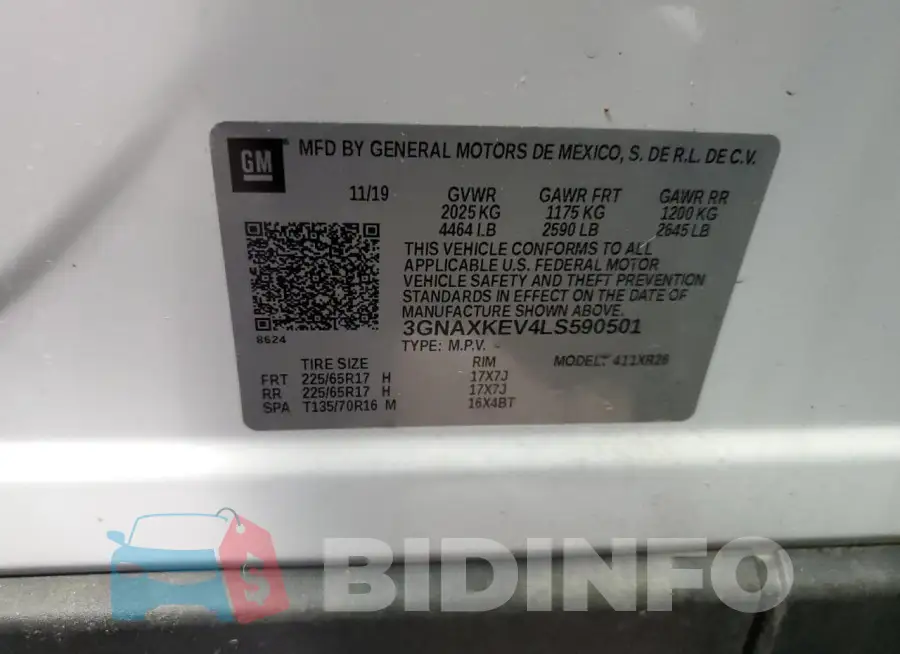 3GNAXKEV4LS590501 Photo# 12