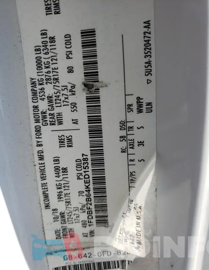 1FDBF2B64KED15387 Photo# 10