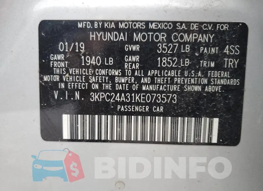 3KPC24A31KE073573 Photo# 13