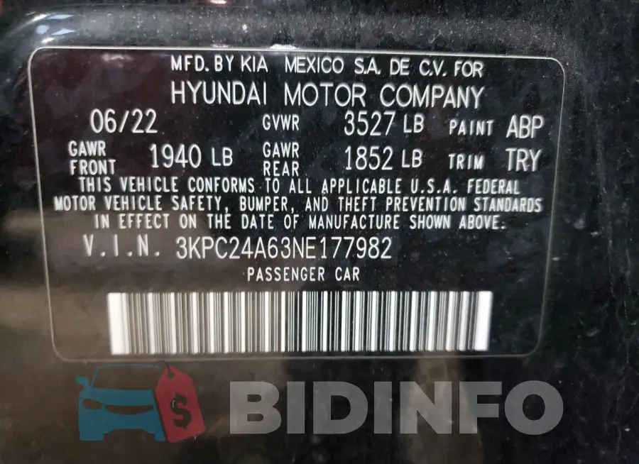 3KPC24A63NE177982 Photo# 12