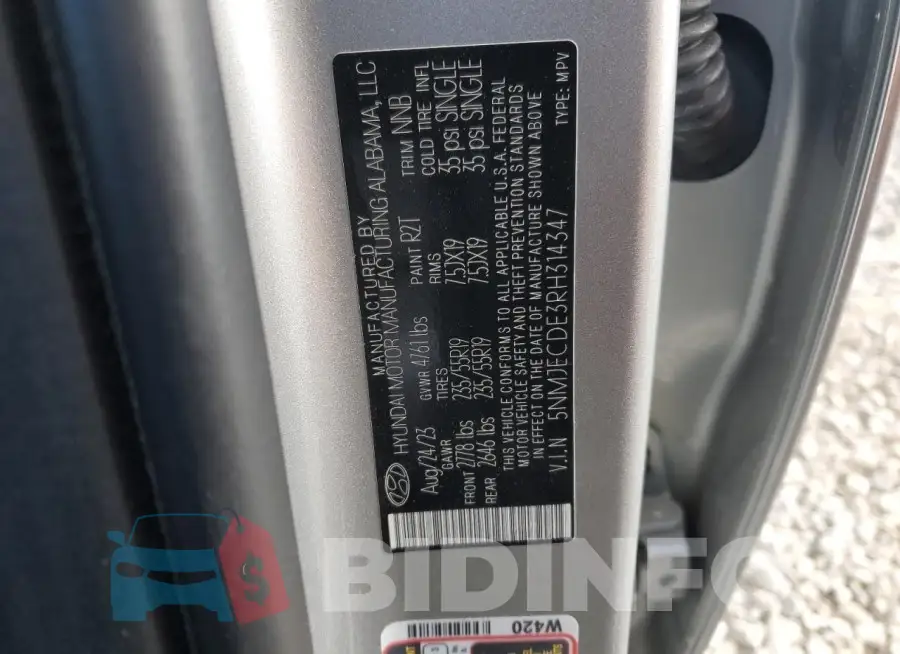 5NMJECDE3RH314347 Photo# 12