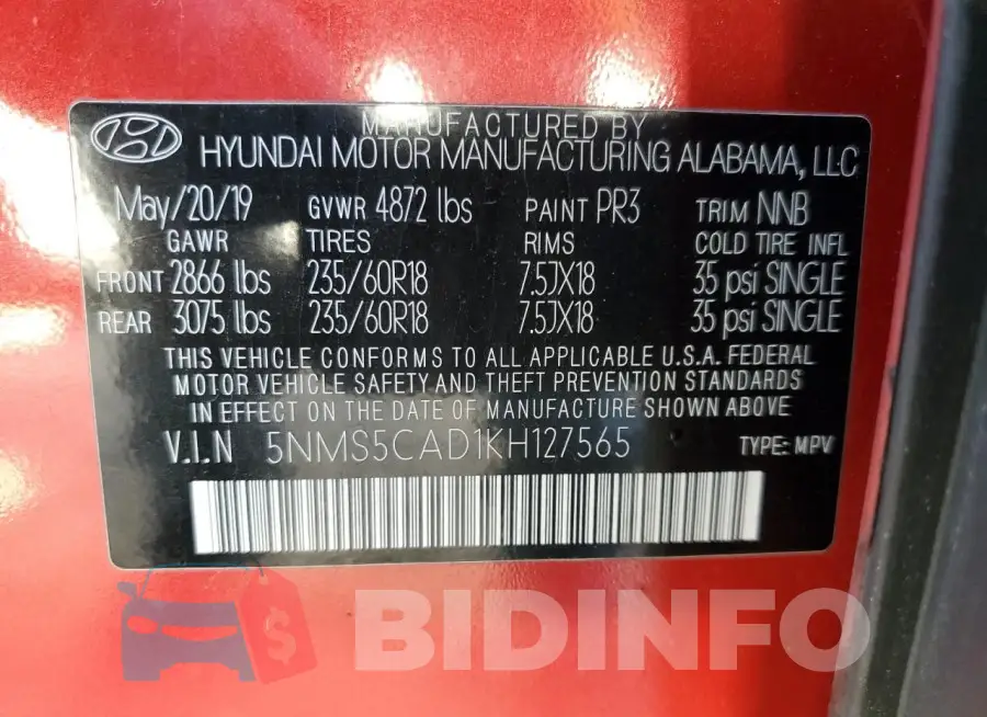 5NMS5CAD1KH127565 Photo# 13
