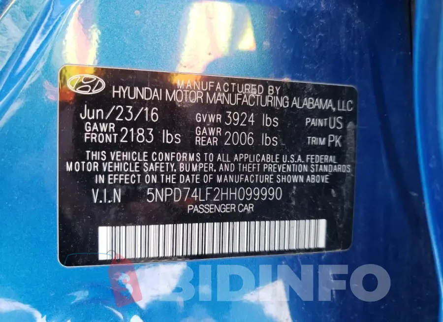 5NPD74LF2HH099990 Photo# 12