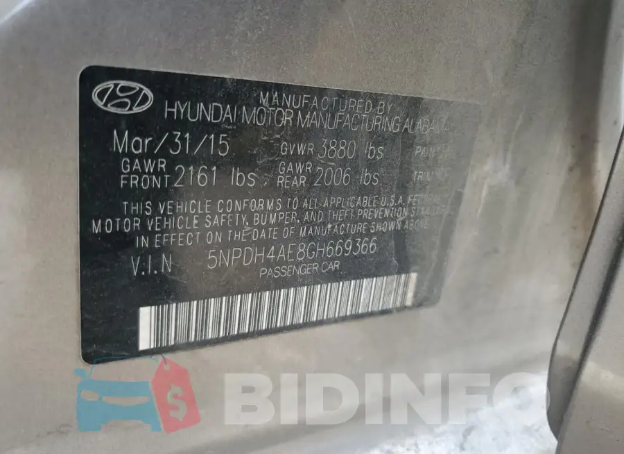 5NPDH4AE8GH669366 Photo# 13