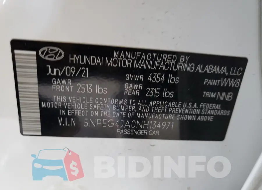 5NPEG4JA0NH134971 Photo# 12