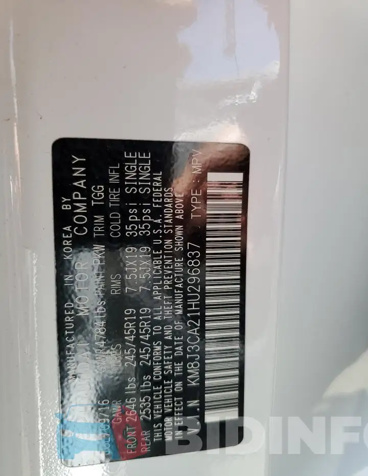 KM8J3CA21HU296837 Photo# 12