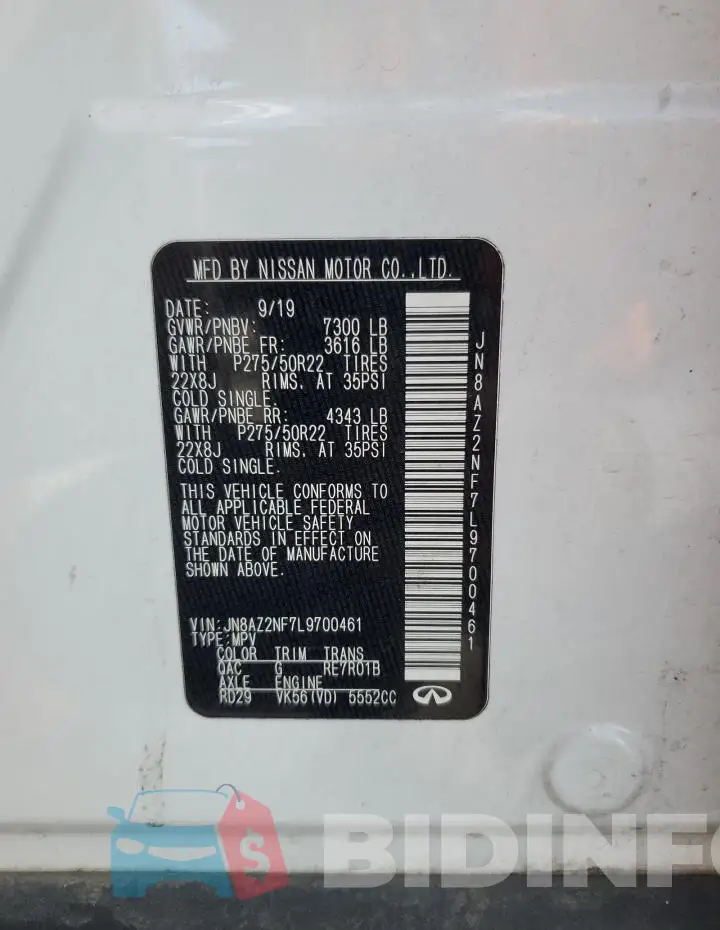 JN8AZ2NF7L9700461 Photo# 13
