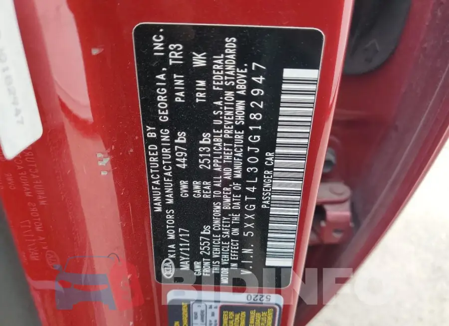 5XXGT4L30JG182947 Photo# 12