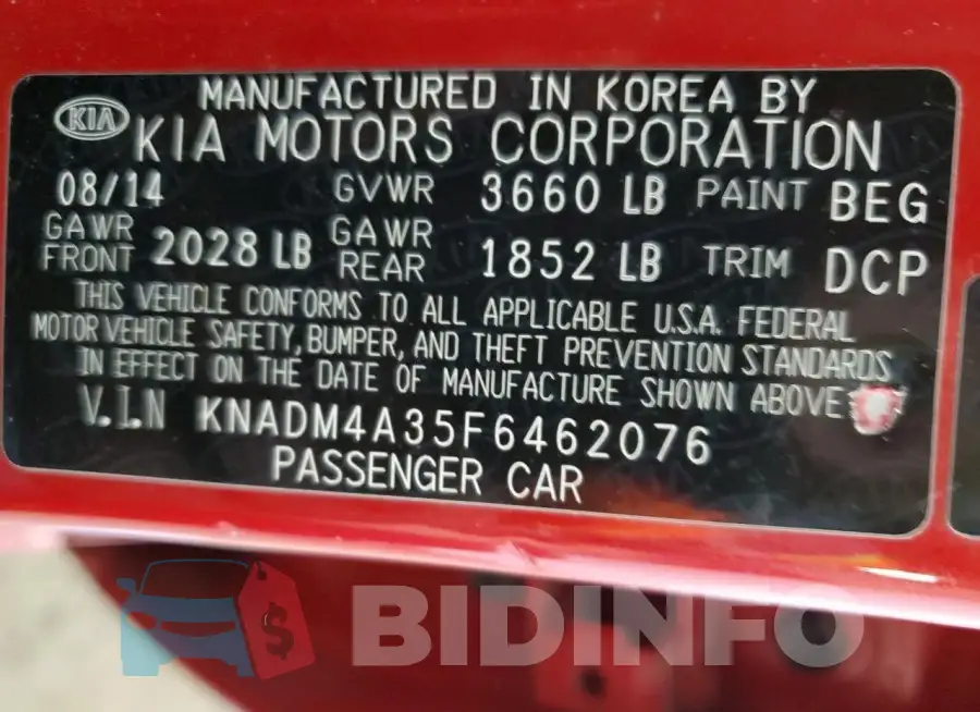 KNADM4A35F6462076 Photo# 13