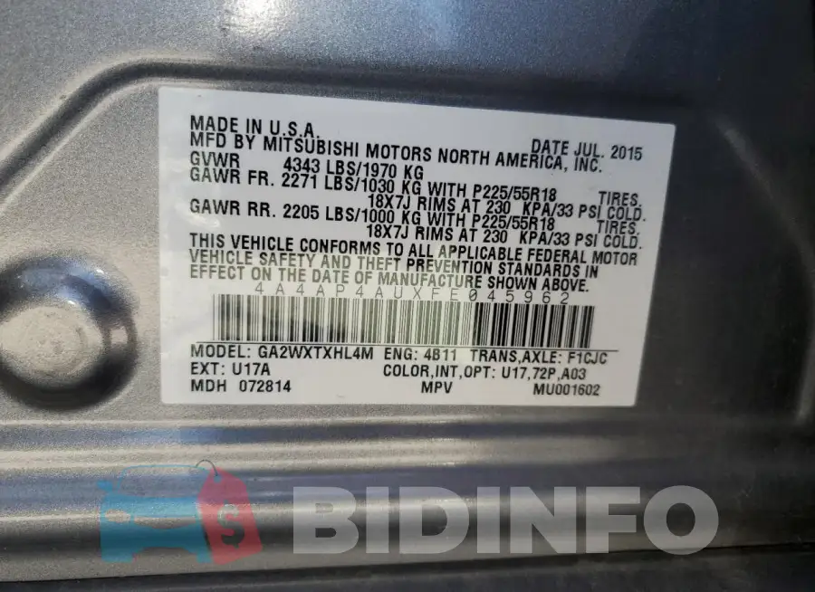 4A4AP4AUXFE045962 Photo# 13