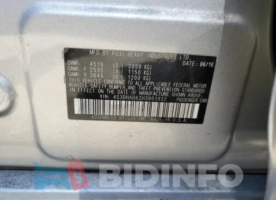4S3BNAB62H3003932 Photo# 12