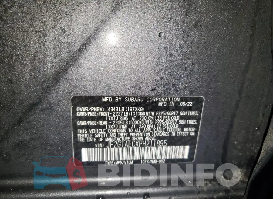 JF2GTAECXPH211895 Photo# 12