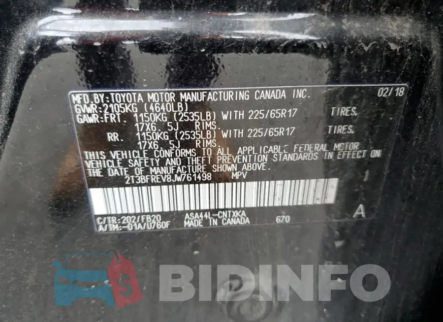 2T3BFREV8JW761498 Photo# 12